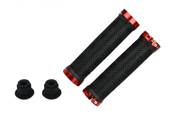 Грипсы MTB VDG1007, 130мм, с 2 грипстопами, под шестигранник, черно-красные