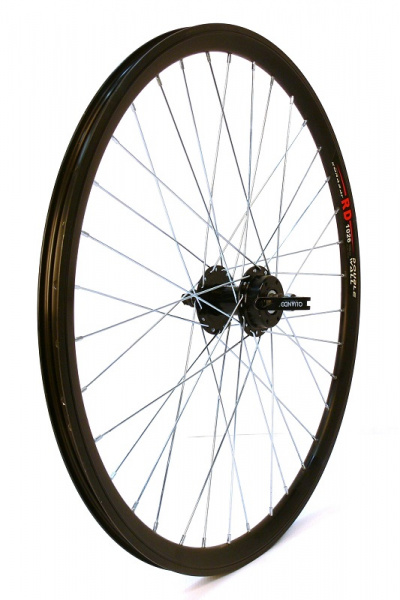 Колесо 29" MTB,переднее,под резьбовой диск, двойной обод RD-1026,алюм.сплав, черный, втулка KT-M65FQR,100 мм с эксц. ,под диск 36 спиц,крепление ротора IS6